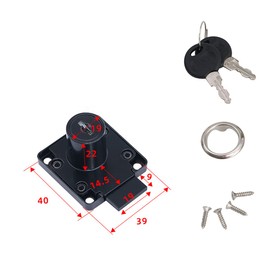 22mm Cam Drawer Lock Security Mailbox Lock Zinc Alloy Cabinet Lock with 2 Same Color Keys (Black)