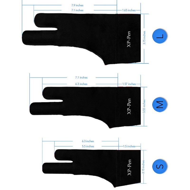 XPPen Painting Gloves, Small, Two Finger Gloves, Ambidextrous, Stain Resistant,