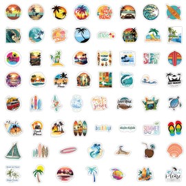 120 Pcs Summer Coconut Tree Beach Stickers for Laptop Water Bottles,Bicycle,Skateboard,Computer,Beach Cute Style Decorative Stickers Waterproof Vinyl,Graffiti Stickers for Girls Boys Children Teens