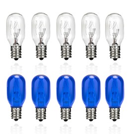10-Pack 20W 120V Lighting Makeup Mirror Bulb Compatible with Conair RP34B - E12 Candelabra Base T20 Light Bulbs, 5 Clear & 5 Blue Bulbs Included - Ideal Replacement LED Bulbs for Lighted Makeup Mirror