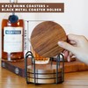 Acacia Wood Coasters for Drinks with Holder Set of 6,