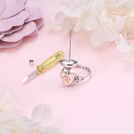 S925 Sterling Silver Urn Ring for Ashes Pets Heart Love Keepsake Memorial Cremation Jewelry for Women, Sterling Silver, Cubic Zirconia