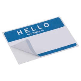 ADVANTUS Self Adhesive Name Badge Labels, 25 Labels, 3-3/8 x 2-1/4 Inches, Blue Hello (Z06175)