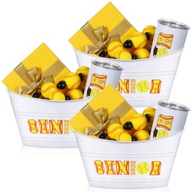 Pickmesh 3 Pcs Senior Night Sport Gift Basket, Senior 2025 Graduation Gift Basket, 4.5l Plastic Sport Theme Oval Storage Tub for 2025 Senior Night Gift Decor Sport Party Favors (Softball)