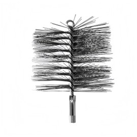 Stainless Steel 6 Inch Round Chimney Cleaning Brush with 1/4" NPT Fitting for Masonry Flue, Works with Chimney Rod Sets