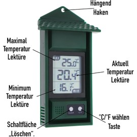 Max Min Thermometer Digital - Garden Greenhouse Room Growroom Conservatory Can Be Used Indoor or Outdoor