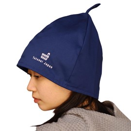 Totonoi Japan Sauna Hat, Cotton, Mesh, Cute, Women's, Men's, Cute, Stylish, Quick-Drying, Cotton, Deep, Cotton Twill Fabric, Prevents Blurring, With Key Pocket, Hair Care, Unisex, navy