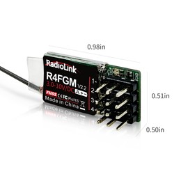 Radiolink R4FGM RC Receiver V2.2 2.4 GHz Gyro Integrated 4 Channels Long Range up to 400 m for Cars Boats Compatible with RC4GS / RC6GS Series