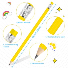 AUAUY HB Pencils Set, Multicoloured Children's Pencils with Eraser, Wooden HB Pencils, Black Lead, Graphite Pencils for Children, Students, Adults, School, Office, Wedding, Party, Pack of 12