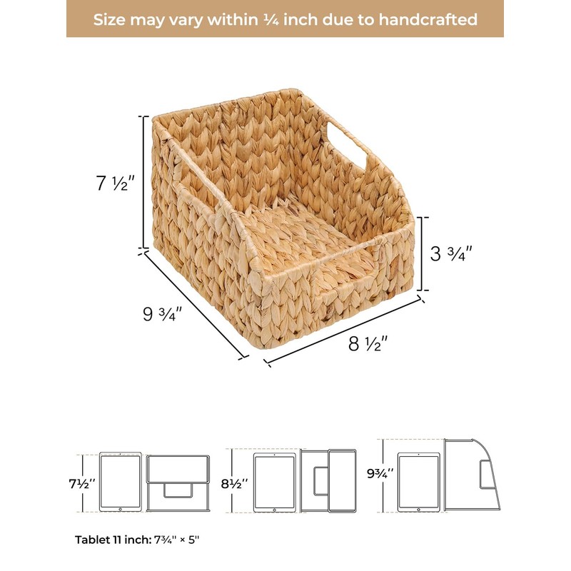 StorageWorks Pantry Baskets for Organizing, Wicker Basket with Built-in Handles,