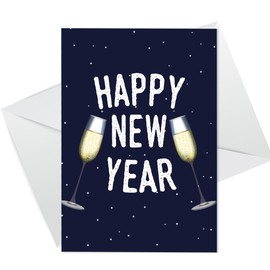 RED OCEAN Happy New Year Card For Friends Family, New Years Card For Men Women, New Years Eve Celebration Card, Happy New Year Greetings Card For Colleagues Neighbours