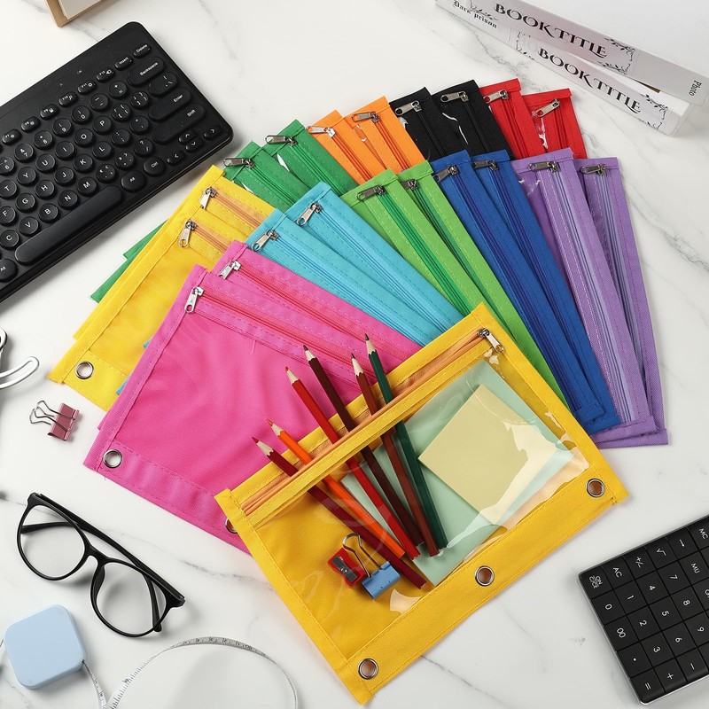 Lincia 50 Pack Pencil Pouches Bulk for 3 Ring Binder