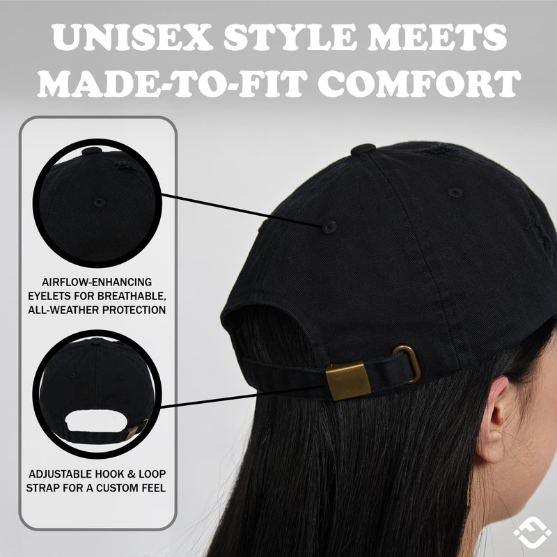 Funky Junque Women's Vintage Distressed Baseball Cap, Happy Camper Hat,