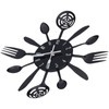 Black Kitchen Wall Clock Removable Modern Cutlery Kitchen Spoon Fork