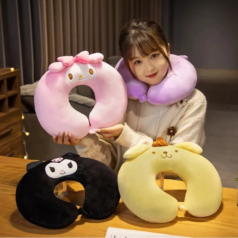 sanrio U Shape Travel Pillow Set for Airplane - Inflatable