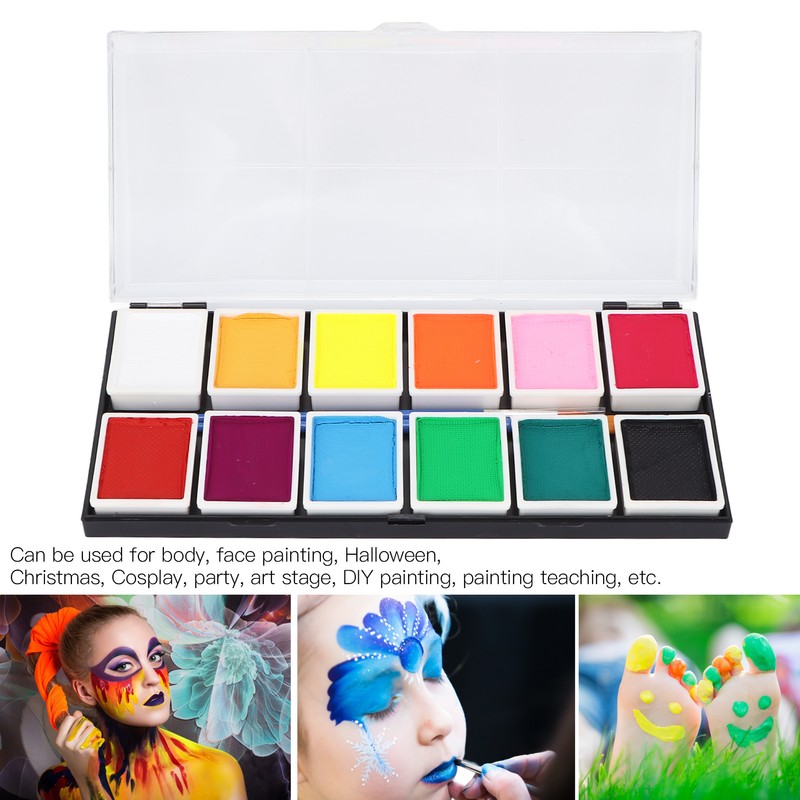 Face Paint Kit Cosmetic Grade 12 Colors Quick Drying Easy
