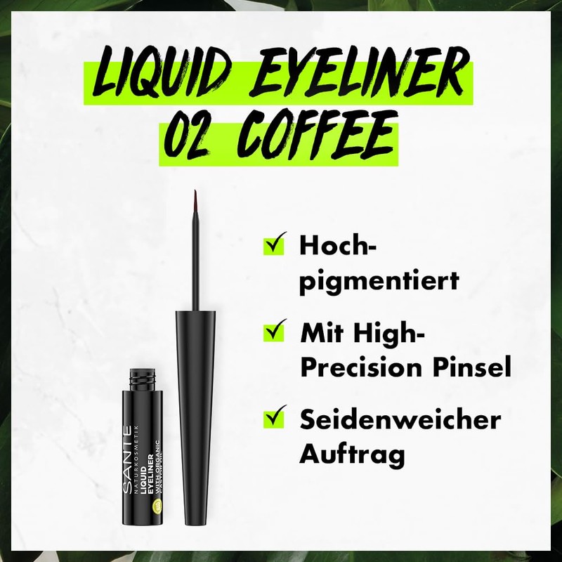 SANTE Naturkosmetik Liquid Eyeliner 02 Coffee, with Valuable Organic Castor
