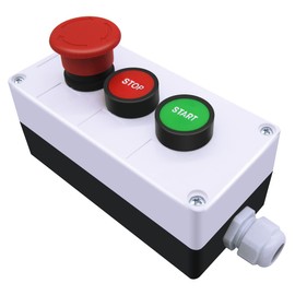 mxuteuk Momentary Start Stop Switch Push Button + 1NC Red Mushroom Latching Emergency e Stop Switch Station Box Pushbutton Switch HZ-JTSS