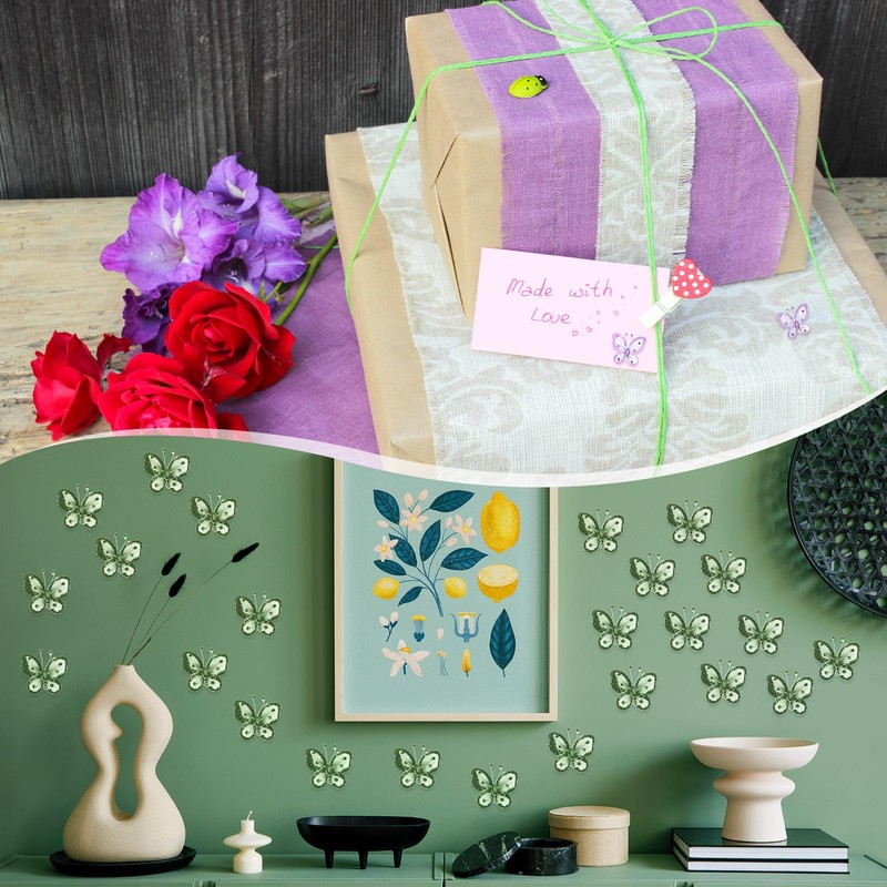 PATIKIL 12Pcs Butterflies for Crafts, 2.2" Mesh Wire Glitter Butterfly