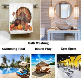 Thanksgiving Turkey Retro Hand Towels 16x30 in Bathroom Towel Rustic Fall Autumn Maple Leaves Pumpkin Soft Absorbent Bath Towel Give Thanks Bathroom Decor