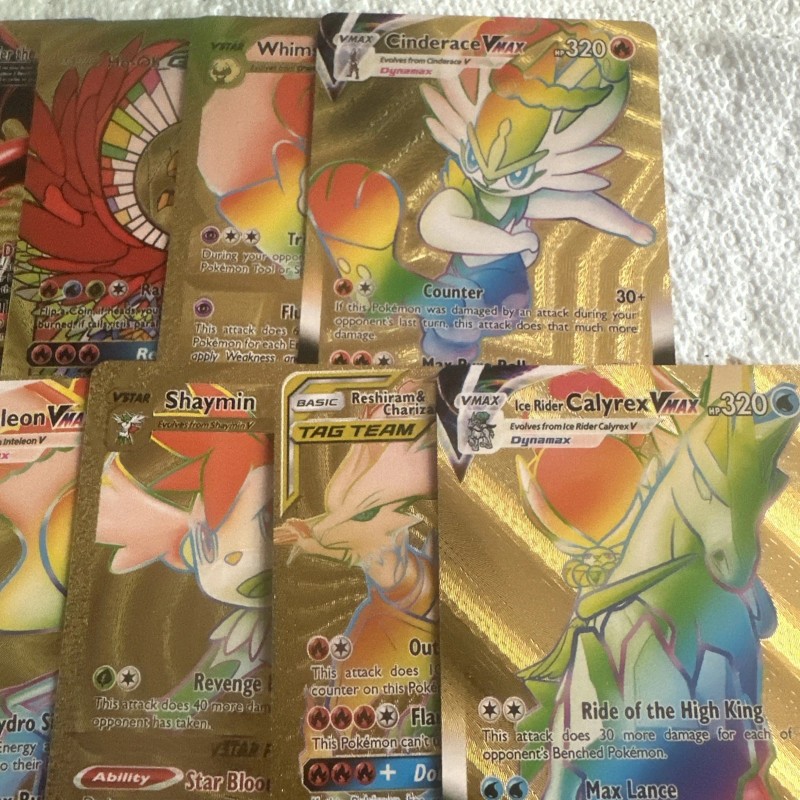 Pokémon Gold Foil Fan Art Cards Lot Of 10 Total
