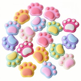 Juego de 100 abalorios de resina para patas de gato Kawaii, juego de perlas de limo mixtas surtidas, abalorio de limo con espalda plana, suministros para hacer manualidades y adornos para álbumes de