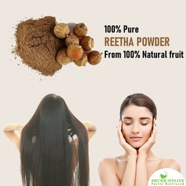Reetha Powder for Hair, Organic Soap Nuts Powder for Hair (1.1 lb - 17.5 oz) 100% Pure Indian Bath Powder - Aritha Powder for Hair Growth | Soap Berry Shampoo - Sapindus Mukorossi (500g)