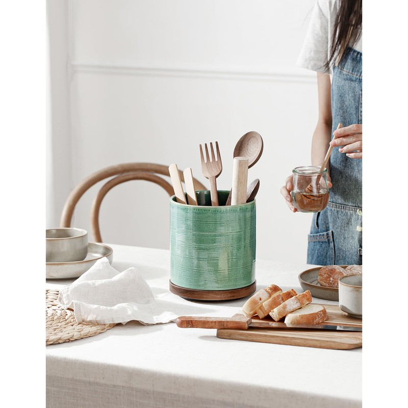 Utensil Holder, 360° Rotating Extra Large Ceramic Kitchen Utensil Holder