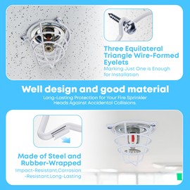 2 Pcs Fire Sprinkler Head Protector,Fire Sprinkler Head Covers Ceiling Used for Flush Mount Sprinkler,Heavy Duty Steel with Rubber-Wrapped,Suit 1/2" and 3/4" Sprinkler,Indoor Fire Sprinkler Head Cover