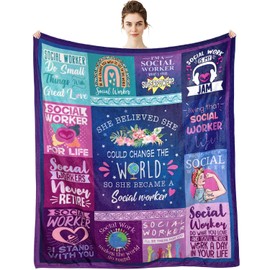 Social Worker Gifts for Women Blanket Birthday for Social Workers Appreciation Graduation Gifts for BSW, MSW, DSW Soft Throw Fleece Blanket 60”x50” in Home Bed Sofa Chairs Dorm