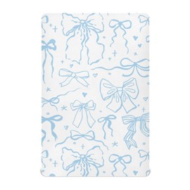 KICPOAY Fitted Crib Sheets Cartoon Doodle Blue Bows Stretchy Portable Playard Sheets for Baby Toddler, Breathable Soft Mini Crib Mattress 39 x 27 in for Boys and Girls