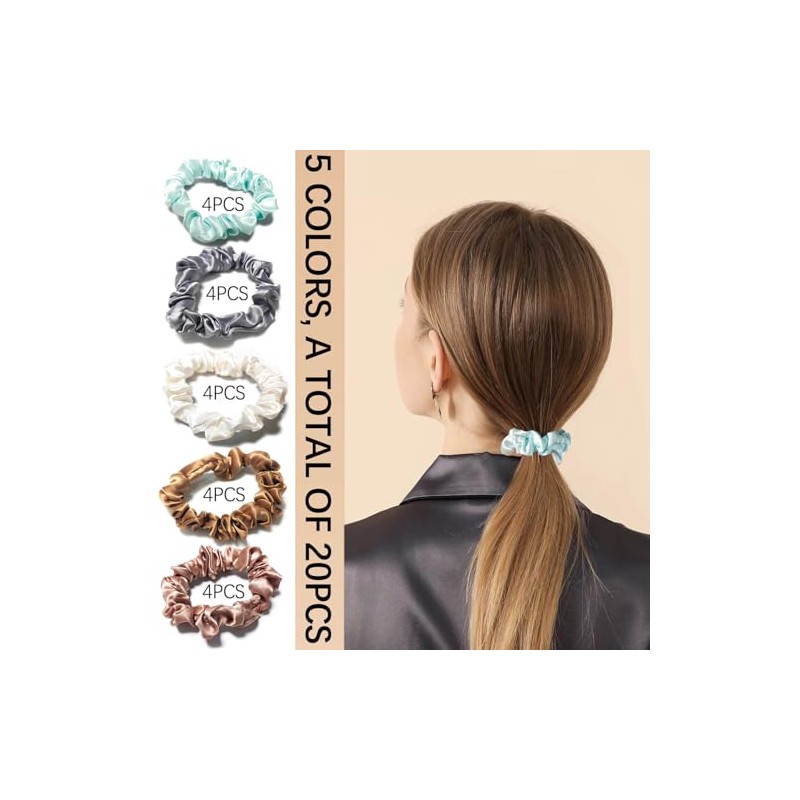 20pcs Ligas Elásticas Para Cabello Scrunchies De Satén,Gomas pelo A