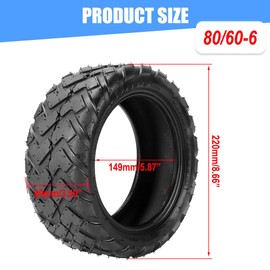 80/60‑6 Tubeless Tire Vacuum Tire Rubber for 6" Rim Electric Scooter Go Karts ATV Motorcycle ATV Quad Replacement Wheel No Tube fit for 9" Outer Tyre Speedway Tyre