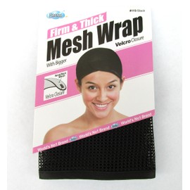 Dream, Firm & Thick Mesh Wrap with Velcro Closure (Item #119 Black), One size, cool mesh fabric, mesh, fabric, comfortable, soft material, velcro closure, weave, hair extension, wig cap