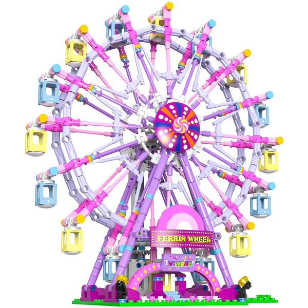 JDMDKB Rotating Ferris Wheel Building Blocks Kit, with Lights, Amusement