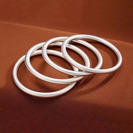 925 Silver Matte Solid Bracelet Women's Plain Loop Bracelet Bead Cuff Frosted Silver Bracelet Jewelry Women（60）