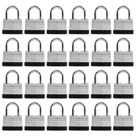 24-Pack Keyed Alike Laminated Steel Padlocks Keys, 1-3/4" Wide, Heavy Duty Pad Lock Set with Same Keys