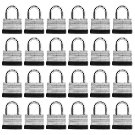 24-Pack Keyed Alike Laminated Steel Padlocks Keys, 1-3/4" Wide, Heavy Duty Pad Lock Set with Same Keys