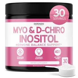 Myo-Inositol & D-Chiro Inositol Supplement Powder (2050mg Per Serving Ideal 40:1 Ratio Myo Inositol,30 Day Supply) For Hormone Balance for Women & Ovarian Health - Third Party Tested, Vegan & USA Made