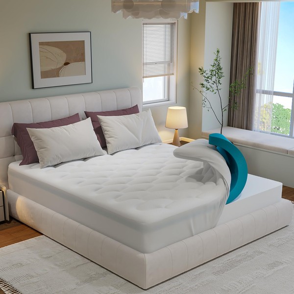 OhGeni OhGeni Cooling 4 inch Dual Layer King Mattress Topper,