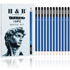 H & B 12 PCS Pencil Drawing Kit, H-4H, F,