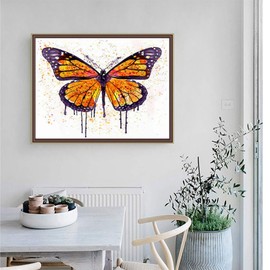 IPISSOI DIY 5D Butterfly Diamond Painting Kits for Adults Full Round Drill Purple and Orange Butterfly Diamond Art Painting Gem Art Craft for Home Wall Decor Gift 12 x 16 Inch