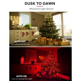 L LOHAS LED Christmas Spotlight Outdoor, Red Spot Lights for Yard, Auto On/Off 5W 120V Landscape Lighting for House, Holiday, Trees, Decoration, 450LM IP66 Waterproof, UL Listed, 2 Pack