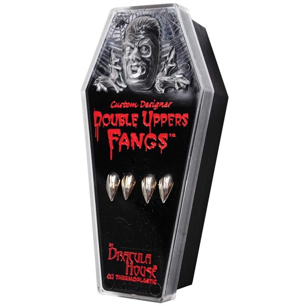 Morris Costumes Chrome Double Uppers Fangs Silver