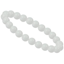 Eledoro Genuine Gemstone Beads, Chakra Bracelet, PowerBead, Stretch Bead Bracelet, 8 mm, 17 centimeters, Gemstone, Agate Snow White