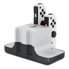 Gatz Airlock 6-in-1 Charging Station to Charges Up to 4 Joycon Controllers, 2 Pro Controllers Compatible with Switch and Switch OLED Model. Power by USB-C Input