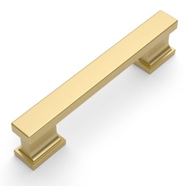 Amerdeco 10 Pack Brushed Gold Cabinet Pulls 3-3/4 Inch(96mm) Hole Center Drawer Pulls Cabinet Hardware Kitchen Cabinet Handles for Bathroom ZH00013