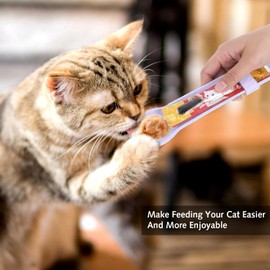 2 St. Katze-Streifen-Zufuhrlöffel-Katzen-Leckerbissen-Löffel-Katzen-Streifen-Zufuhr-Katzenlöffel für nasse Nahrung glücklicher Löffel für Katzen Multifunktions-Katzenlöffel für flüssigen Snack