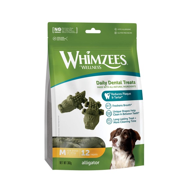 WHIMZEES WHIMZEES By Wellness Alligator, Dog Dental Sticks, 12 Pieces,
