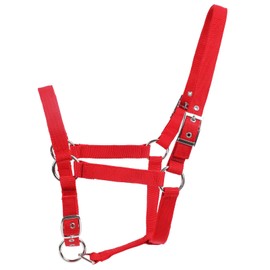 ZRSCHYG Horse Halter, Adjustable Nylon Strap with Metal Hardware (red, L)